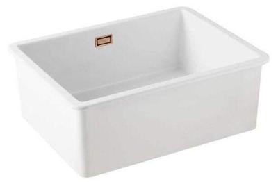 Ausmann Ceramic Ember Keramische Witte Spoelbak - Opbouw en Onderbouw 54 x 40 cm met Koperen plug 1208971492