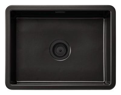 Ausmann Ceramic Ember Keramische Mat Zwarte Spoelbak - Opbouw en Onderbouw 54 x 40 cm met Zwarte plug 1208971499