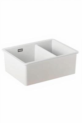 Ausmann Ceramic Ember Keramische Witte Anderhalve Spoelbak Opbouw en Onderbouw 535 x 400 mm met Gouden pluggen 1208971506