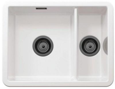 Ausmann Ceramic Ember Keramische Witte Anderhalve Spoelbak Opbouw en Onderbouw 495 x 370 mm met Gun metal pluggen 1208971515