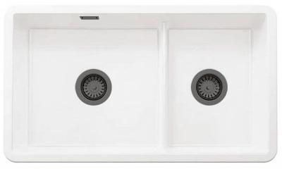 Ausmann Ceramic Ember Keramische Witte Anderhalve Spoelbak Opbouw en Onderbouw 733 x 401 mm met Gun metal pluggen 1208971520