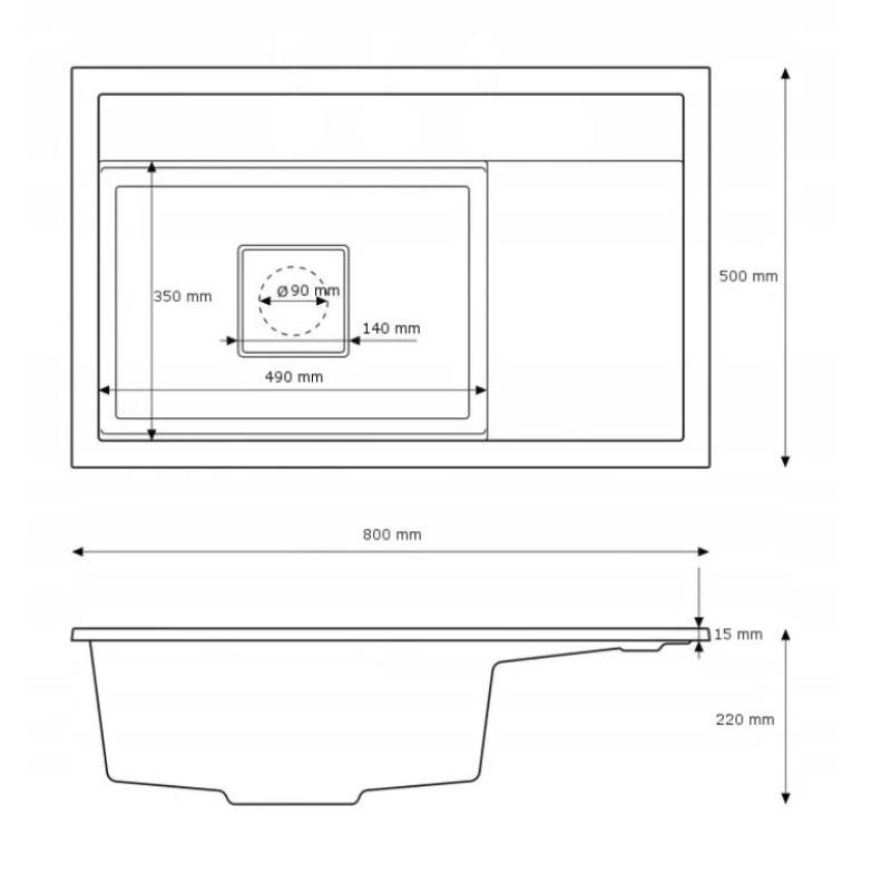 Graniteland Seta Granieten Grijs Spoelbak opbouw 80x50 cm 1208971621