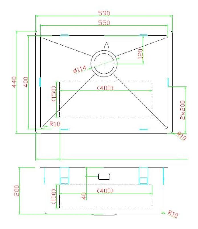 Pure.Sink Luxion PVD Zwarte spoelbak 55x40 cm onderbouw, vlakinbouw en opbouw PLX5540-63