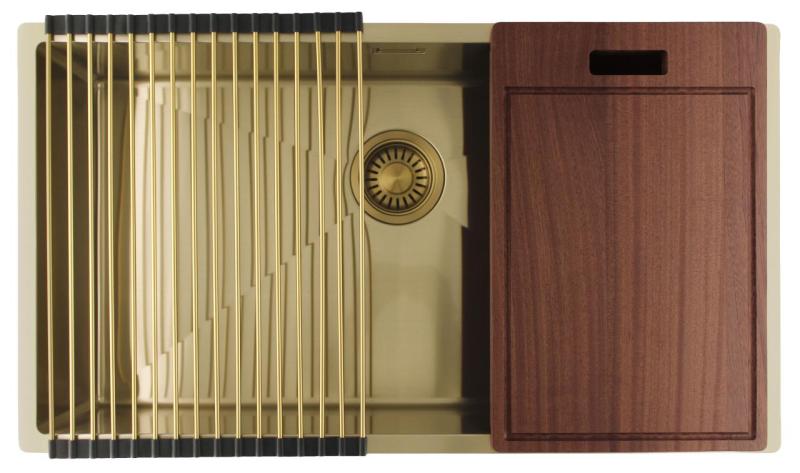 Pure.Sink Luxion Grote Gouden spoelbak 74x40 cm onderbouw, vlakinbouw en opbouw PLX7440-60