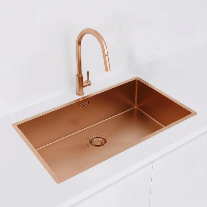 Pure.Sink Luxion Grote Koperen spoelbak 74x40 cm onderbouw, vlakinbouw en opbouw PLX7440-62
