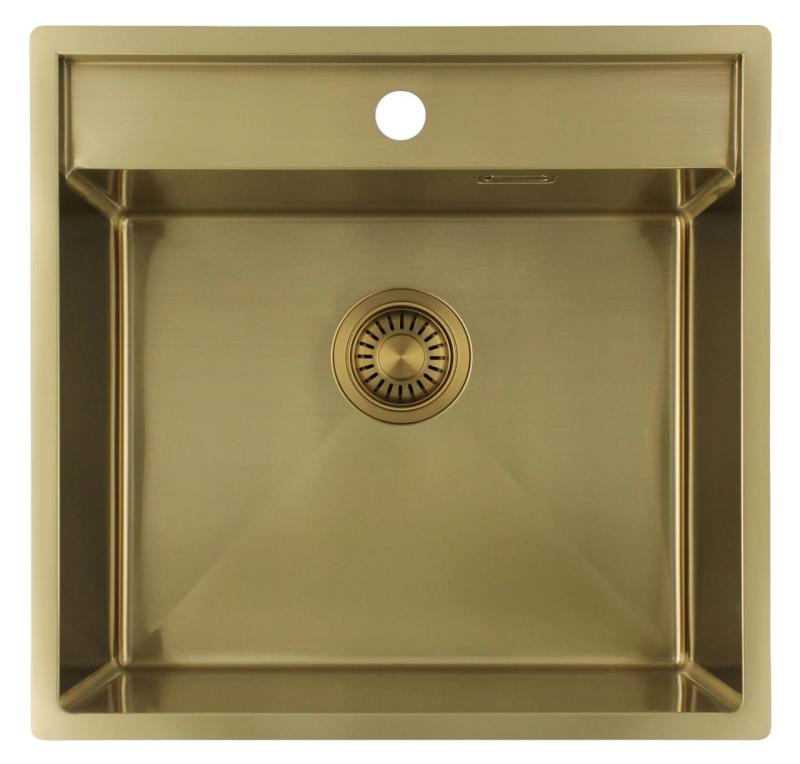 Pure.Sink Luxion Gouden spoelbak 51x50 cm Tapwing met kraangatbank PLX5150T-60