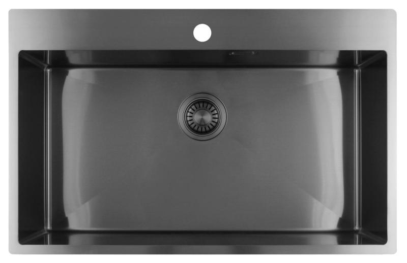 Pure.Sink Luxion Grote Gun metal spoelbak 78x50 cm Tapwing met kraangatbank PLX7850T-61