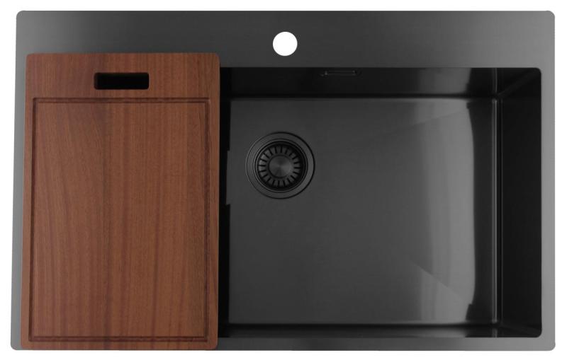 Pure.Sink Luxion Grote Gun metal spoelbak 78x50 cm Tapwing met kraangatbank PLX7850T-61