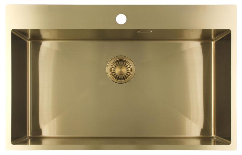 Pure.Sink Luxion Grote Gouden spoelbak 78x50 cm Tapwing met kraangatbank PLX7850T-60