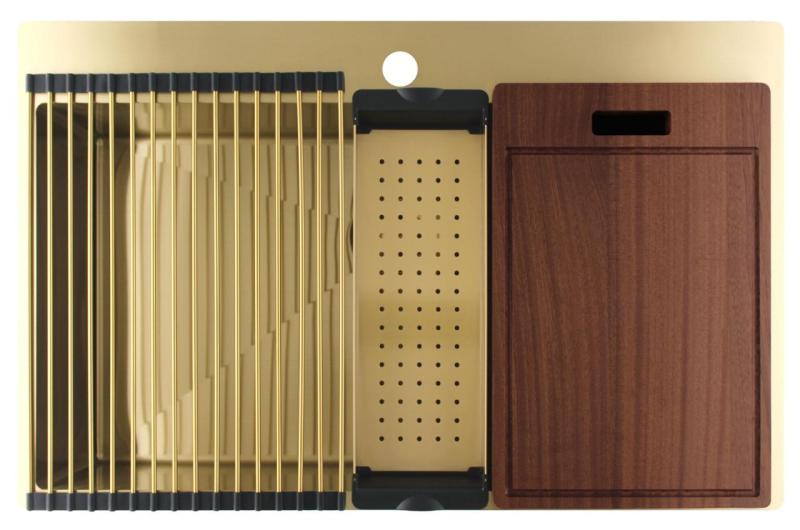 Pure.Sink Luxion Grote Gouden spoelbak 78x50 cm Tapwing met kraangatbank PLX7850T-60