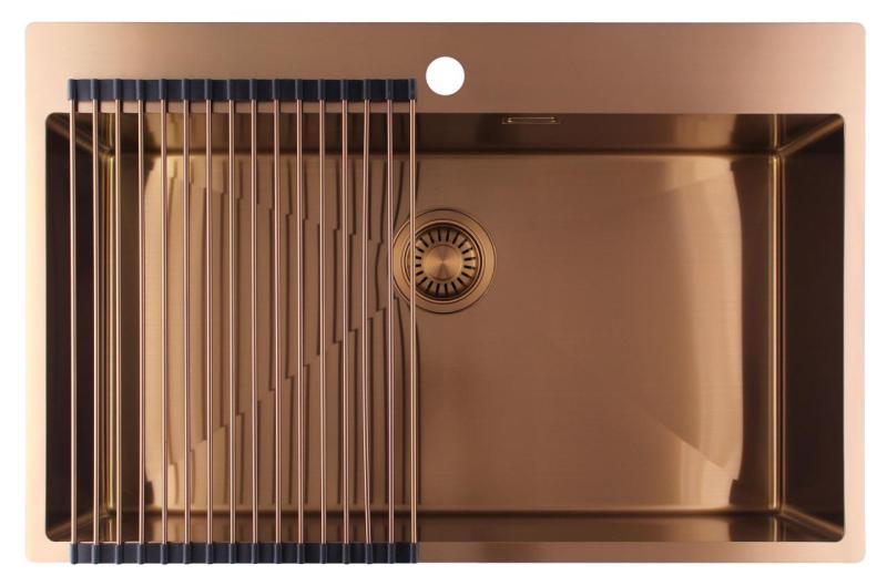 Pure.Sink Luxion Grote Koperen spoelbak 78x50 cm Tapwing met kraangatbank PLX7850T-62