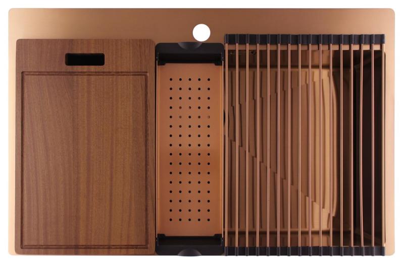 Pure.Sink Luxion Grote Koperen spoelbak 78x50 cm Tapwing met kraangatbank PLX7850T-62