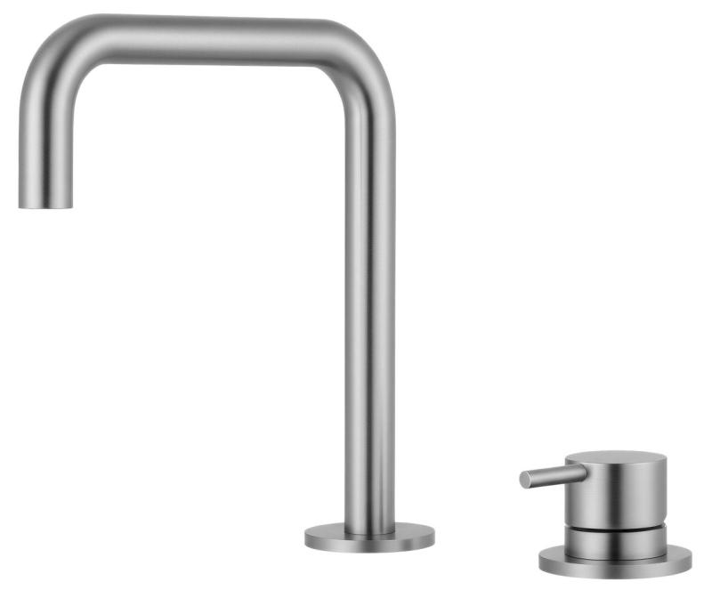 Pure.Sink Luxion 2-gats massief RVS keukenkraan met U uitloop PLX2HU-02