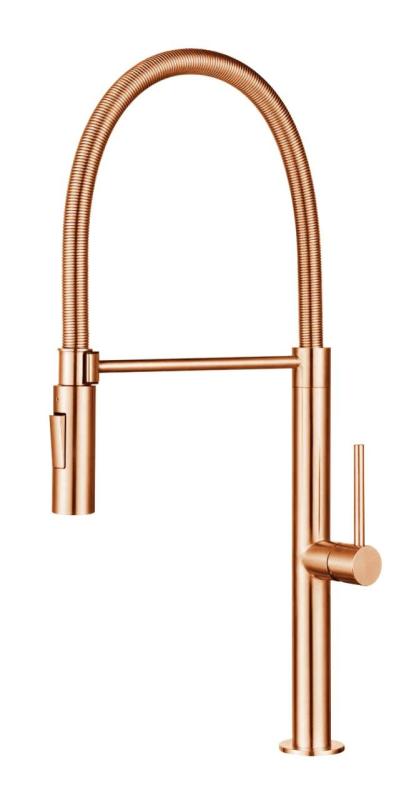Pure.Sink Luxion Koperen keukenkraan profi met flexibele uitloop en 2 straalsoorten PLXFLEX-62