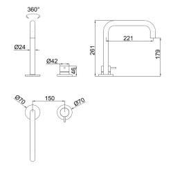 Pure.Sink Luxion 2-gats Gouden keukenkraan met U uitloop PLX2HU-60