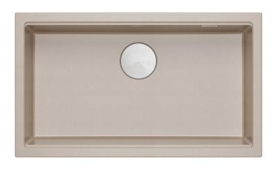 Quadri Newport II grote en diepe spoelbak graniet opbouw en onderbouw Beige spoelbak 76x45cm met rvs plug 1208971760