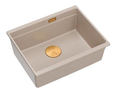 Quadri Newport II graniet onderbouw beige spoelbak 560x450mm met koperen plug en afvoerkapje 1208971764
