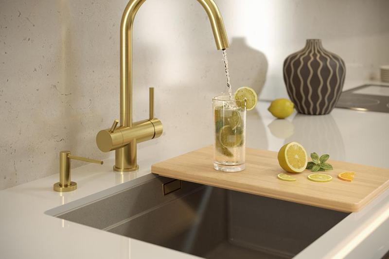 Quadri Newport II graniet onderbouw beige spoelbak 560x450mm met koperen plug en afvoerkapje 1208971764