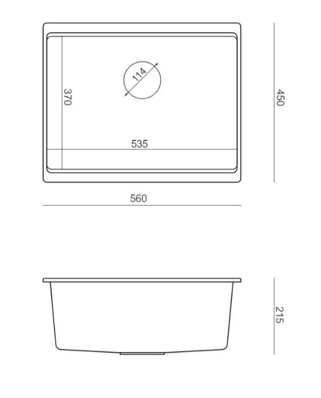 Quadri Newport II graniet onderbouw beige spoelbak 560x450mm met koperen plug en afvoerkapje 1208971764