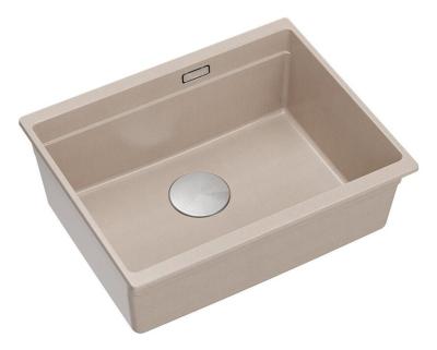 Quadri Newport II graniet onderbouw beige spoelbak 560x450mm met rvs plug en afvoerkapje 1208971766