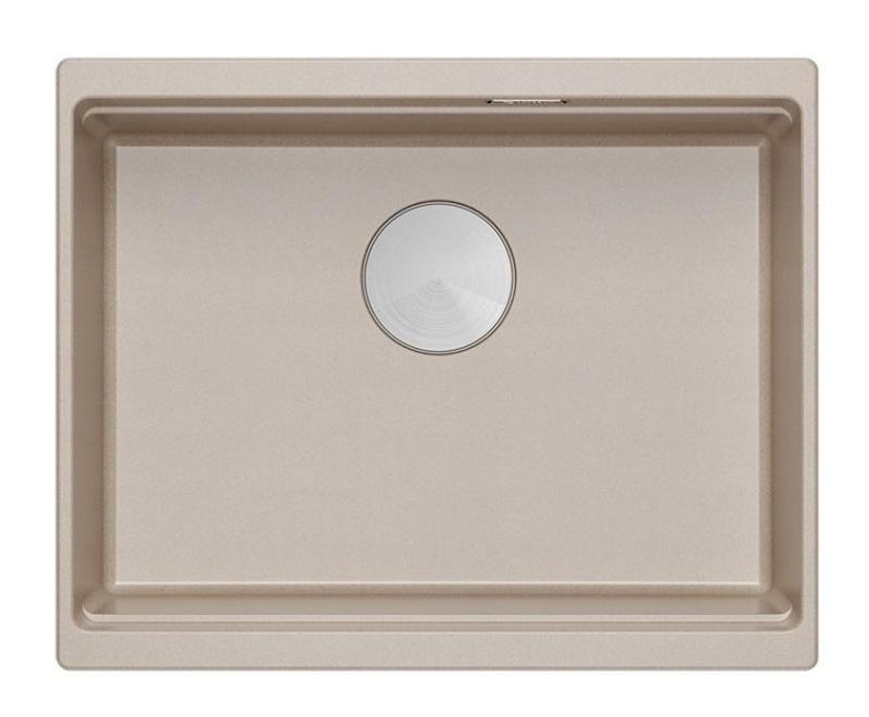 Quadri Newport II graniet onderbouw beige spoelbak 560x450mm met rvs plug en afvoerkapje 1208971766