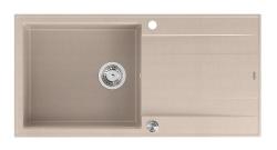 Quadri Luton beige granieten opbouw spoelbak met afdruipvlak omkeerbaar 100x50cm met rvs plug 1208971772