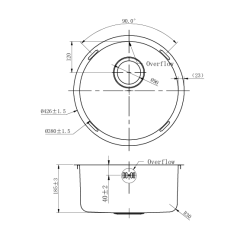 Pure.Sink Round Ronde Gouden Spoelbak vlakinbouw, onderbouw en opbouw  38 cm PRN38-60