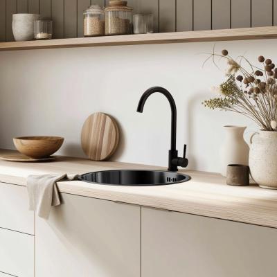 Pure.Sink Rondo Gun metal Ronde Spoelbak vlakinbouw, onderbouw en opbouw  38 cm PRN38-61
