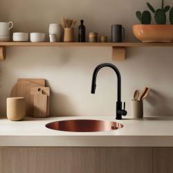 Pure.Sink Rondo Koperen Ronde Spoelbak vlakinbouw, onderbouw en opbouw 38 cm PRN38-62