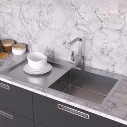 OUTLET Spoelbak beschadigd Ausmann Oder Blue grote rvs spoelbak 100x51cm vlakbouw en opbouw met afdruipgedeelte