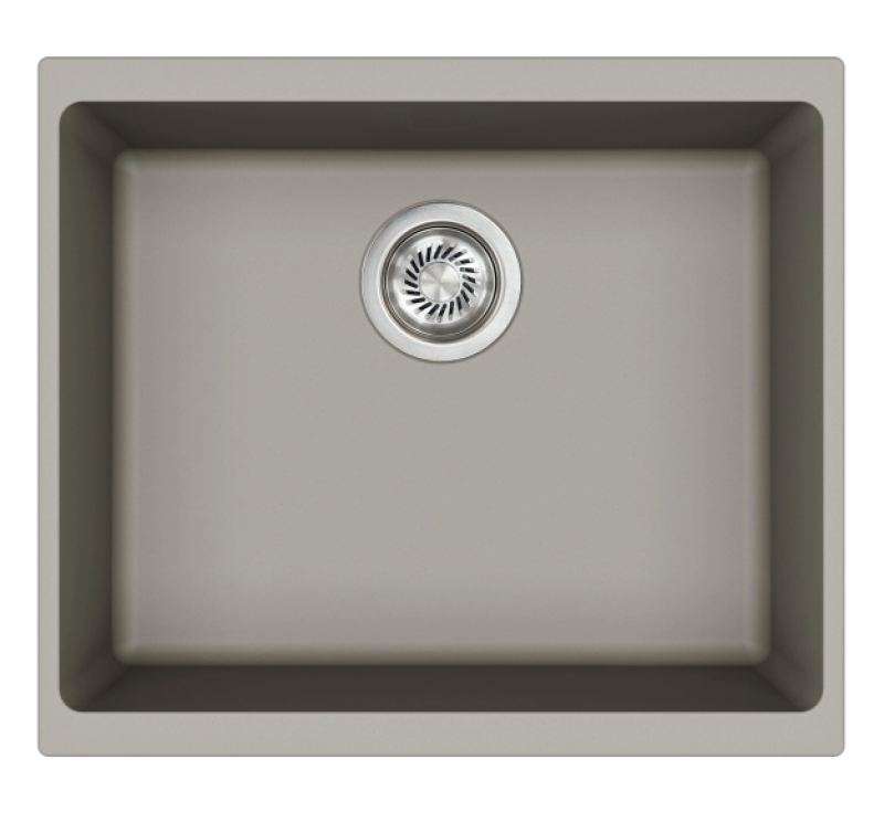 AquaGranite Granieten Grijs Spoelbak 50x40 cm  Onderbouw en Opbouw met RVS Plug 1208971804