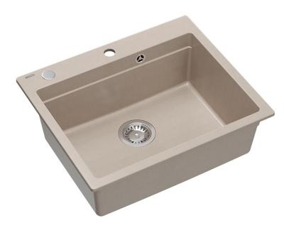 Quadri Durham Pearl Beige graniet opbouw spoelbak 595x500 met zeepdispenser, snijplank,inzetbak en rolmat 1208971814