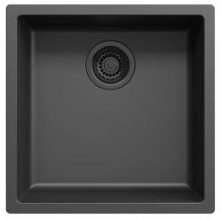Ausmann Fibre zwarte spoelbak 40x40cm onderbouw, opbouw en vlakbouw met automatische zwarte plug 1208971851