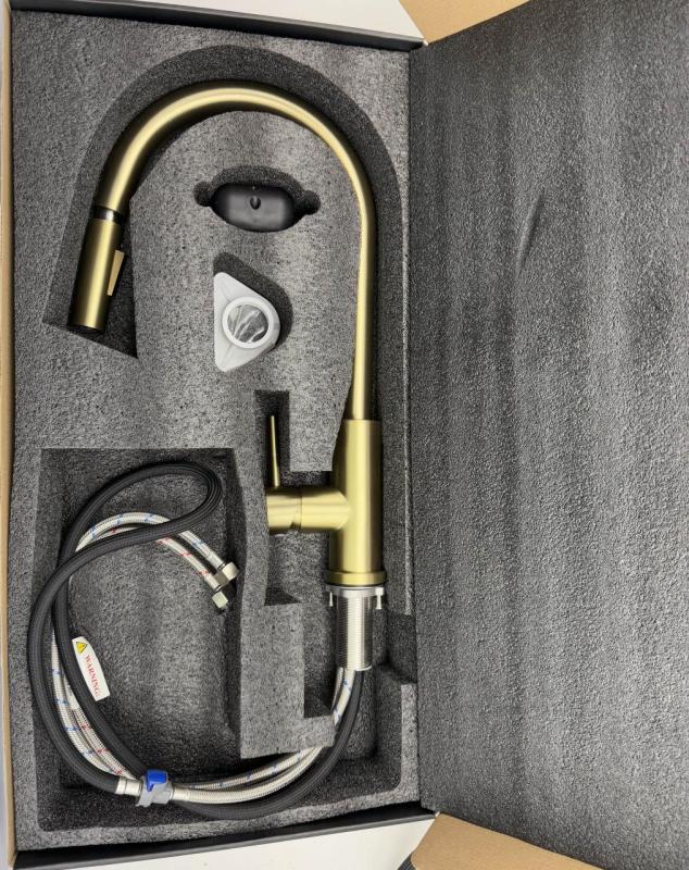 Licht bekrast Pure.Sink Elite Steel Stream-S keukenkraan PVD geborsteld goud met uittrekbare uitloop 1208971857