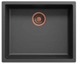 Ausmann Fibre zwarte spoelbak 50x40cm onderbouw, opbouw en vlakbouw met automatische koperen plug 1208971858