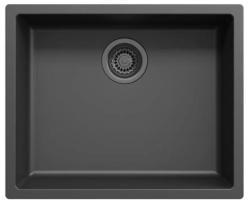Ausmann Fibre zwarte spoelbak 50x40cm onderbouw, opbouw en vlakbouw met automatische gun metal plug 1208971860