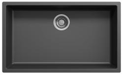Ausmann Fibre zwart grote spoelbak 70x40cm onderbouw, opbouw en vlakbouw met automatische rvs plug 1208971861