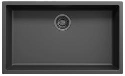 Ausmann Fibre zwart grote spoelbak 70x40cm onderbouw, opbouw en vlakbouw met automatische gun metal plug 1208971865