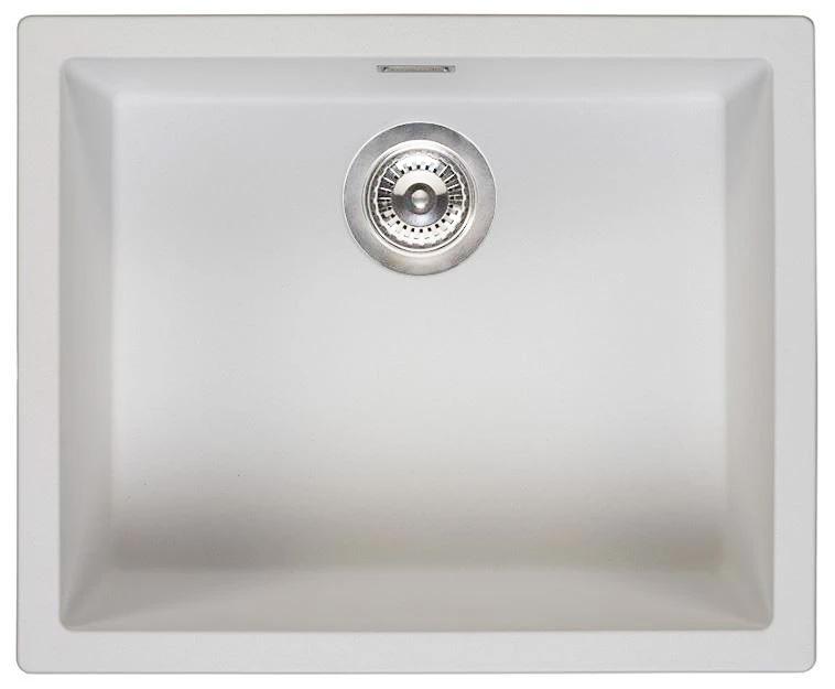 Ausmann Fibre witte spoelbak 50x40cm onderbouw, opbouw en vlakinbouw met automatische rvs plug 1208971898
