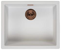 Ausmann Fibre witte spoelbak 50x40cm onderbouw, opbouw en vlakinbouw met automatische koperen plug 1208971900