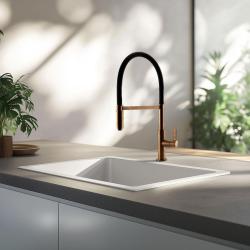 Ausmann Fibre witte spoelbak 50x40cm onderbouw, opbouw en vlakinbouw met automatische gun metal plug 1208971902