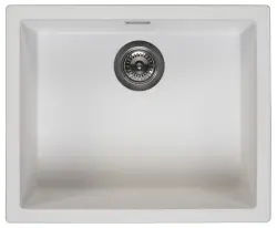 Ausmann Fibre witte spoelbak 50x40cm onderbouw, opbouw en vlakinbouw met automatische gun metal plug 1208971902