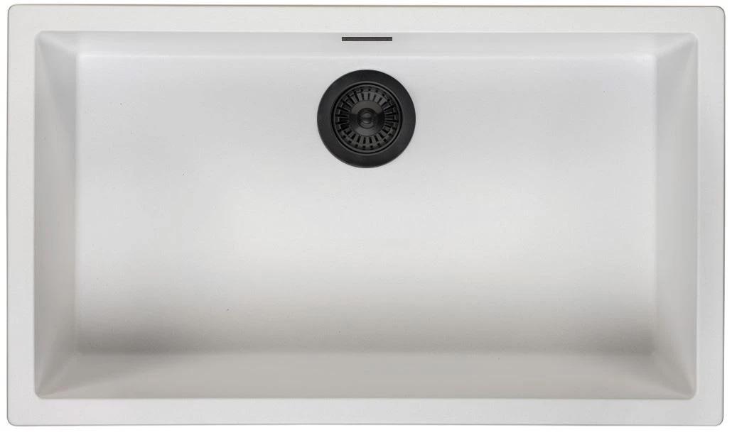 Ausmann Fibre wit grote spoelbak 70x40cm onderbouw, opbouw en vlakinbouw met automatische zwarte plug 1208971905