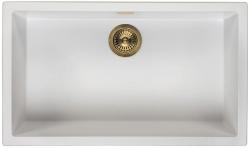 Ausmann Fibre wit grote spoelbak 70x40cm onderbouw, opbouw en vlakinbouw met automatische gouden plug 1208971907
