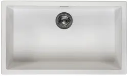 Ausmann Fibre wit grote spoelbak 70x40cm onderbouw, opbouw en vlakinbouw met automatische gun metal plug 1208971908