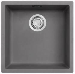 Ausmann Fibre beton grijze spoelbak 40x40cm onderbouw, opbouw en vlakinbouw met automatische RVS plug 1208971910