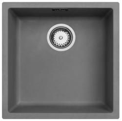 Ausmann Fibre beton grijze spoelbak 40x40cm onderbouw, opbouw en vlakinbouw met automatische RVS plug 1208971910
