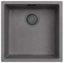 Ausmann Fibre beton grijze spoelbak 40x40cm onderbouw, opbouw en vlakinbouw met automatische gun metal plug 1208971914