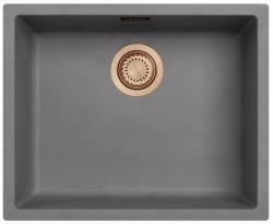 Ausmann Fibre beton grijze spoelbak 50x40cm onderbouw, opbouw en vlakinbouw met automatische koperen plug 1208971917