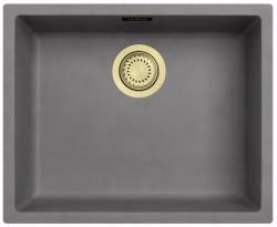 Ausmann Fibre beton grijze spoelbak 50x40cm onderbouw, opbouw en vlakinbouw met automatische gouden plug 1208971918